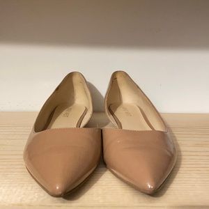 Nude patent leather flats